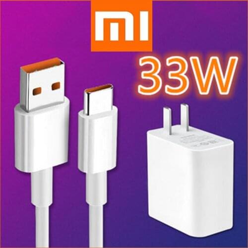 Original 33W EU Xiaomi Turbo Charger Redmi Note 9 Pro QC 4.0 Quick Fast Charge Adapter 5A Cable For Mi 10 10T Pro 9 Poco X3