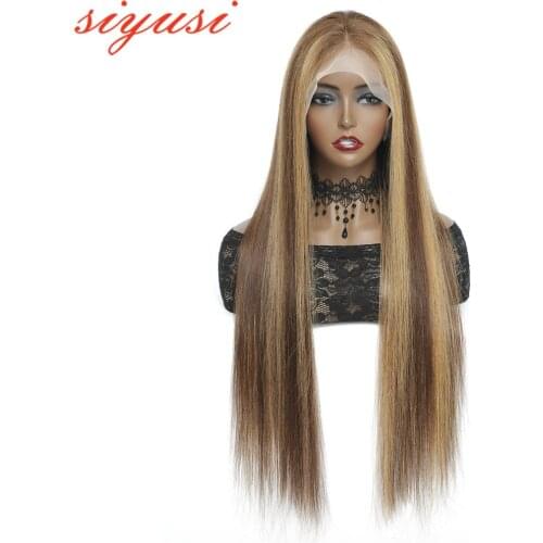 P4/27 Straight Lace Front Human Hair Wigs 13x4 HD Transparent Lace Frontal Wig Glueless 10-32 inch Ombre Wigs For Women