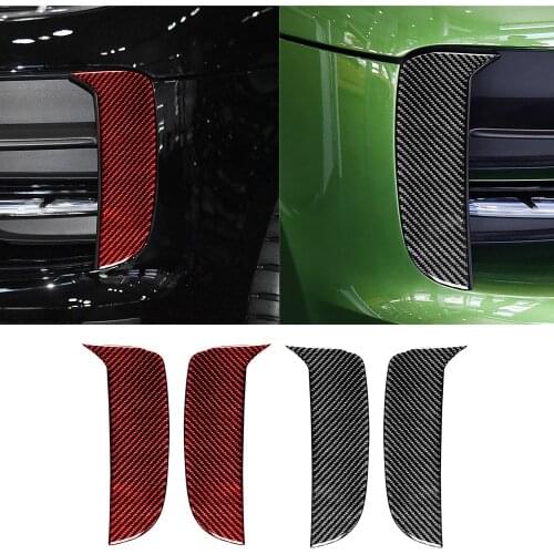 Real Carbon Fiber Front Fog Light Lamp Cover Decorative Trim Fit For Porsche Macan 2014-2021 Exterior Car Accessories