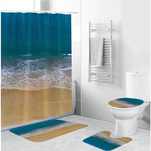 Beach Shell Sea Waterproof Shower Curtain Printed Bath Curtains for Bathroom Bathtub Bathing Cover with Hooks T128