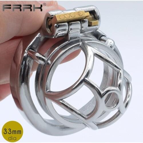 FRRK Diamond Maens Chastity Device for Male Cock Cage Small Penis Rings Sexual Toys Shop Stainless Steel BDSM Bondge Belt