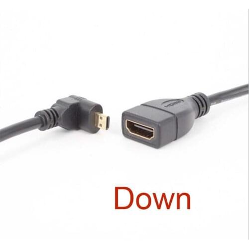 Gold planted HDMI-compatible Female to 90 Degree down Angled Micro HDMI-compatible Male Adapter Cable Free shippingnew