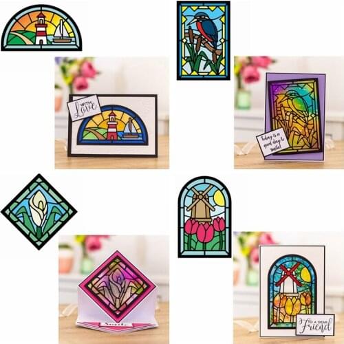 Rectangle Oval Countryside Scene Flower Bird House Metal Cutting Dies DIY Scrapbook Card Album Make Crafts Stencil New Dies 2020