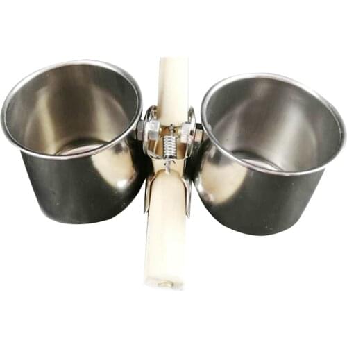 Stainless Steel Birds Parrot Feeder Round Bird Parrot Aviary Pet Food Water Feeding Bowl Pets Cage Clip Cup Dispenser