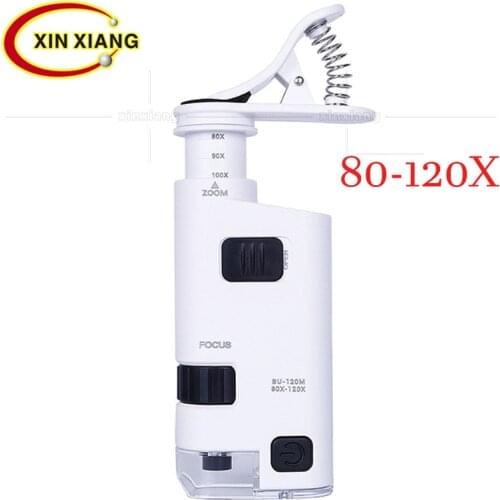 Adjustable Phone Magnifier 80-120X Clip Magnifier For Phone Mini Magnifying Glass With Led Light Mobile Loupe Tiny Microscope