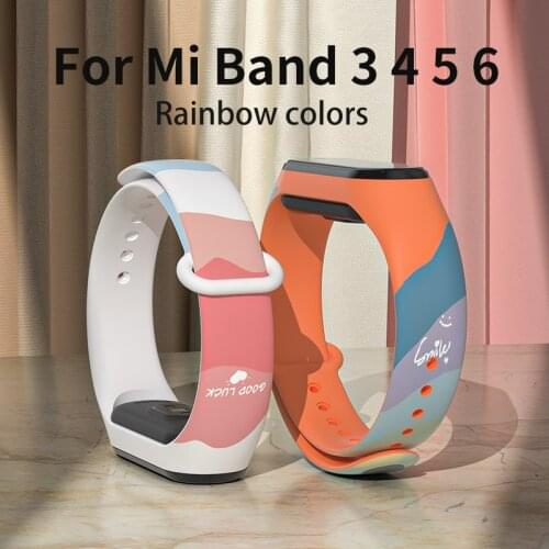 Rainbow Color Strap For Mi band 5 6 Silicone Wristband Bracelet For Xiaomi band 3 4 replacement Band For Amazfit Band 5 Strap