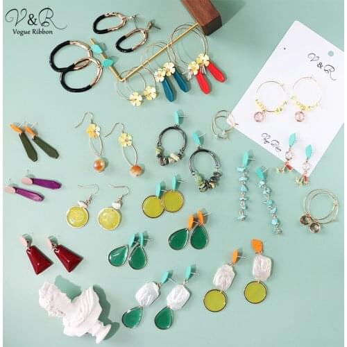 Tassel Earrings 2020 New Trendy Geometric Irregular Enamel Drop Earring Flower Fruit Earrings Bohemian Earring Woman