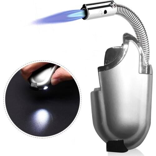 BBQ Ignition Hose Torch Turbo Lighter Jet Butane Cigar Kitchen Flexible Pipe Lighter Cigarette Windproof Lighter No Gas
