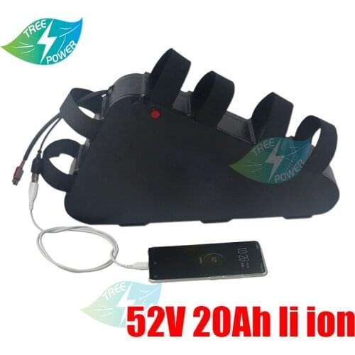 Electric Bicycle Battery 52V 20Ah Triangle eBike Battery With Charger for 1800W 1500W 1000W 750W Bafang Motor
