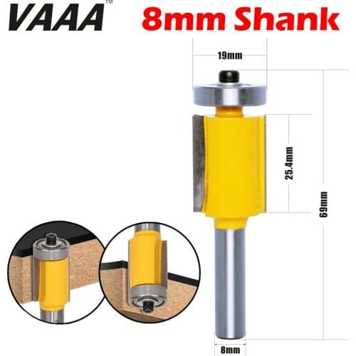 VAAA 1PC 8mm Shank 1" Height X 3/4" Diameter Flush Trim Router Bit End Bearing For Woodworking Cutting Tool