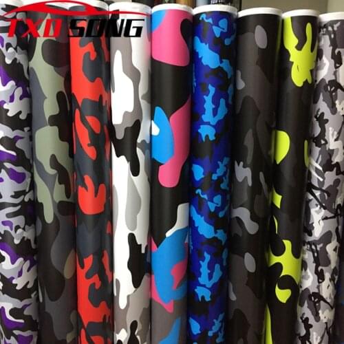 Black WHITE RED BLUE Camo Vinyl Film Car Vinyl Wrap Film Roll Foil Sticker Sheet Bubble Free Bike Console Computer Phone