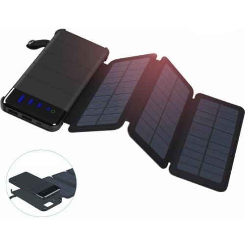 Waterproof Solar Power Bank 10000mah Portable Phone Charger Dual USB Solar Panel External Battery Powerbank LED Light SOS