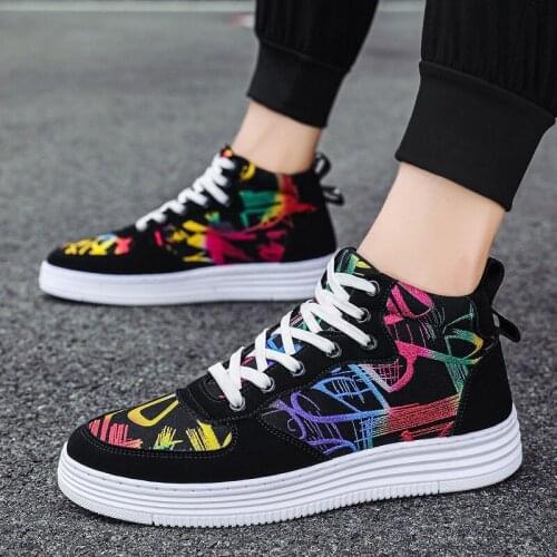 KLYWOO High Top Men Sneakers Camouflage Men Youth Printed Board Shoes Tenis Masculino Breathable Men Casual Vulcanzie Shoes