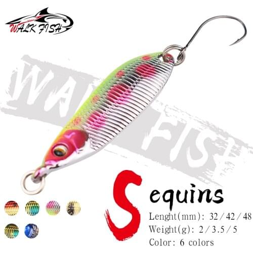 WALK FISH 2G/3G/3.5G Spoon Sequin Bait 3D Eyes Fishing Lures Jigging Sinking Hard Bait Wobbler Metal Bait Fishing Tackle