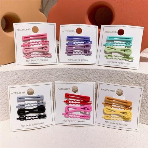 4 Pcs Korea Fashion Childrens Headwear Simple Colorful Wave Hairpin Kids Hair Accessories Sweet Girl Princess Duckbill Clip
