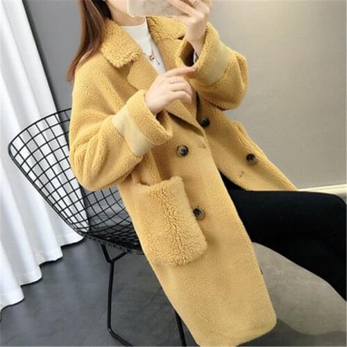 Womens Jackets Outerwear 2021 Autumn Winter New Fur One Grain Sheep Shearling Coat Ladies Cashmere Long Lamb Coat Winter