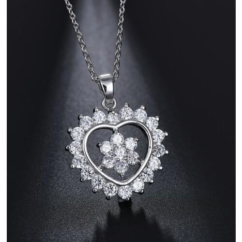 IDESTINY Heart Shaped Womans Jewlery Necklaces with AAA Cubic Zirconia Fashion Brands Design Bijoux for Valentines Day Gift