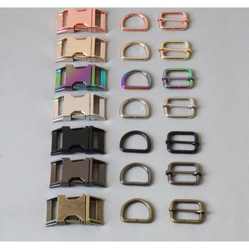 100Sets/Lot 25mm Metal D Ring Adjuster Belt Loop Release Buckle Dog Collar Paracord Harness Accessory Handmade Hardware Clasp