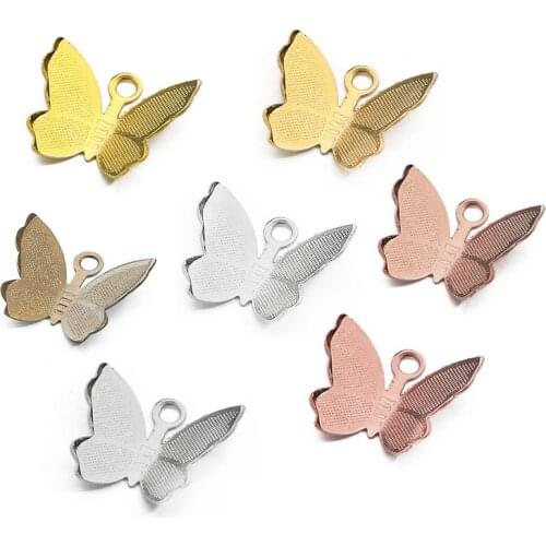 100PCS 11mmx13mm Metal Copper Butterfly Filigree Wraps Connectors Butterfly Charms DIY Jewelry Accessories Findings Supplies