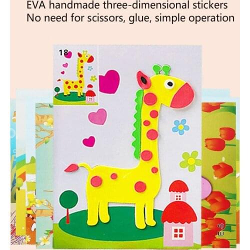 12 Designs/lot 3D EVA Sticker DIY Cartoon Animal Puzzle For Children Kids Multi-patterns Styles Toys For Children Gift