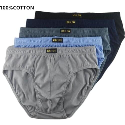 5pcs/lotMens Underwear Solid Color High Quality 100% Cotton Triangle Mens Underwear Mid Waist Comfortable Soft CottonUnderwear