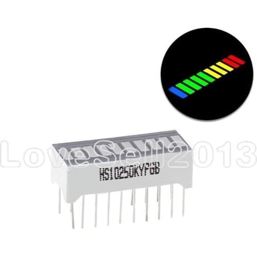 5PCS 10 Segment 4 Color LED Battery Level Bar Graph Power Display Indicator Module Red Yellow Green Blue Multi-color 5V Light