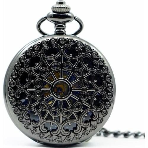 5Pcs/lot Best Selling Vintage Antique Spider Web Pocket Watch with Chain Necklace Pendant Steampunk Style Watches PJX1239