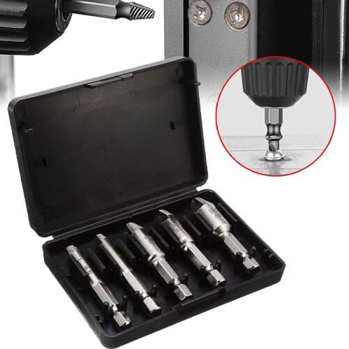 5pcs Damaged Screw Extractor Drill Bits Guide Set Broken Speed Out Easy out Bolt Stud Stripped Screw Remover Tool