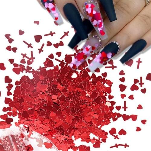 6-color Holographic Love Cross Nail Polish Glitter Board Ultra-thin Nail Art Sequin Decoration DIY Manicure Tips Art Accessories