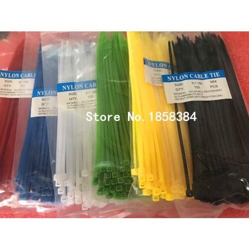 6Types=600pcs;3X150MM Self-Locking Cable Zip Ties.cable ties White BlACK Red Blue Yellow Nylon Wire color