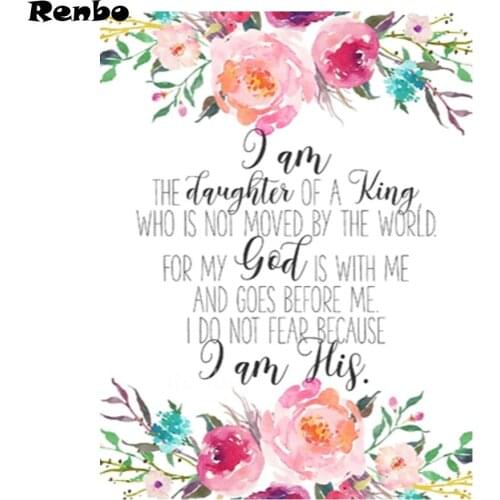 5D Diamond Painting Cross Stitch Bible Color Flower Christian Islam Text Flower Needlework Embroidery Mosaic Full Square Drill