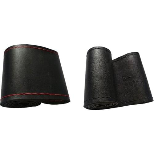 Car Hand Sewing Steering Wheel Cover Microfiber Leather Cover Handlebar Set High-Quality Dropship