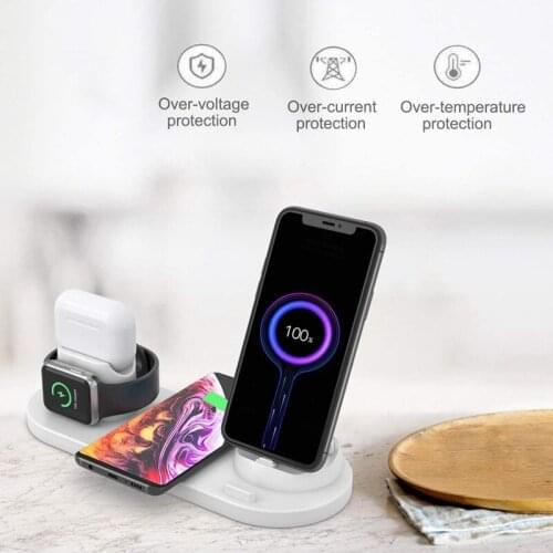 6 in 1 Phone Wireless Charger Stand Multifunction Quick Charge Type-C for iPhone IWatch Wireless Fast Charging