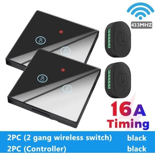 16A mini 433MHZ Smart Wireless DIY Switch Module Wireless Touch Switch Panel Support Two Way Timing Remote Control Lamp On Off