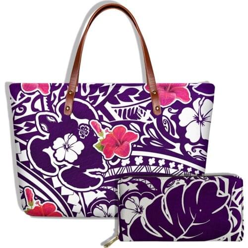 Brand Luxury Handbags&Purse 2pcs/Set For Women Polynesian Traditional Tribal Print Shoulder Bags Lady Top-Handle Bag Custom Tote