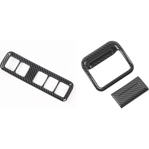 For Nissan Navara NP300 2016-2021 Carbon Fibre Car Headlight Switch Button Cover & Copilot Glove Box Handle Bowl Cover