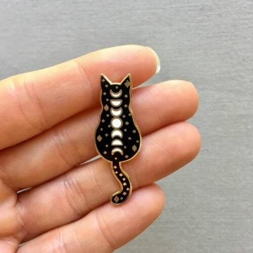 Cosmic Cat Witchy Moon Phases Enamel Pin Novelty Enamel Pin Lapel Collar Pins Brooch Badge Backpack Hat Jewelry Accessories