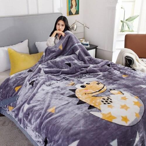 Purple Cartoon Crocodile Soft Fleece Blanket Winter Warm Cozy Thickening Throw Blankets Sleeping 150x200cm Teen For Home Bed