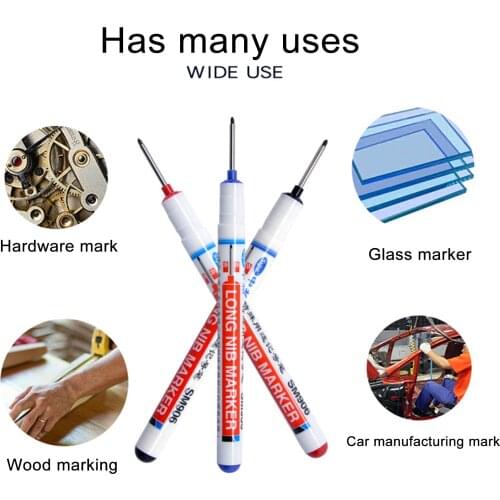 Long Nib Marker Deep Hole Marker Pens 20mm Water Resistance Multi-function Depth Marker Pen for Bathroom Woodworking Decoration