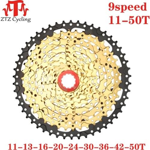 ZTZ MTB 9V Wide Ratio ultralight 545g bicycle flywheel cassette 9 speed 11-50T 46T 32T golden mountain bike freewheel