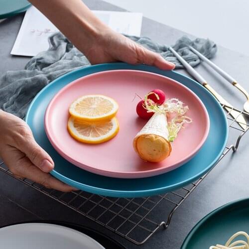 Nordic fashion style ceramic household fruit salad plate flat Matt tableware dinner plates serving breakfast tray