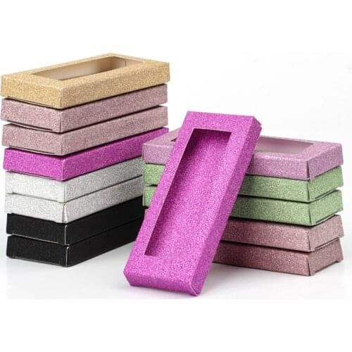 Wholesale 50pcs Packing eyelash box blank eyelashes package shinny Multicolor paper box Eyelashes DIY flash packing boxes makeup