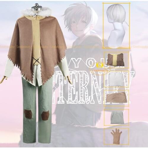 6 PCS Anime To Your Eternity Fushi Cosplay Costume with White Wig Fumetsu no Anata e Halloween Carnival Comic Con Outfit Adults