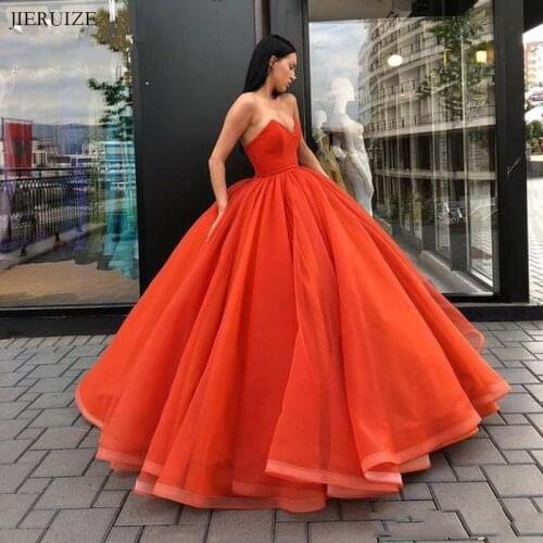JIERUIZE Red Ball Gown Wedding Dresses V-neck Lace Up Back Wedding Gowns Bride Dresses