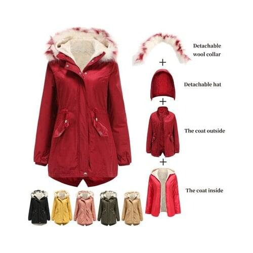 2020 New Parkas Female Women Winter Coat Thickening Cotton Winter Jacket Womens black faux fur Outwear Parkas for Women Winter