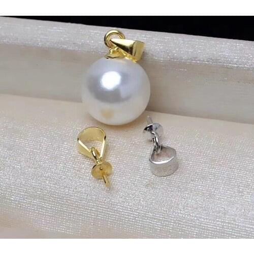 HOT CHEAP DIY Mounts 925 Sterling Silver Pendant Base Settings Mountings Findings Parts for Pearl Crystal Jade Agate 5pcs/lot