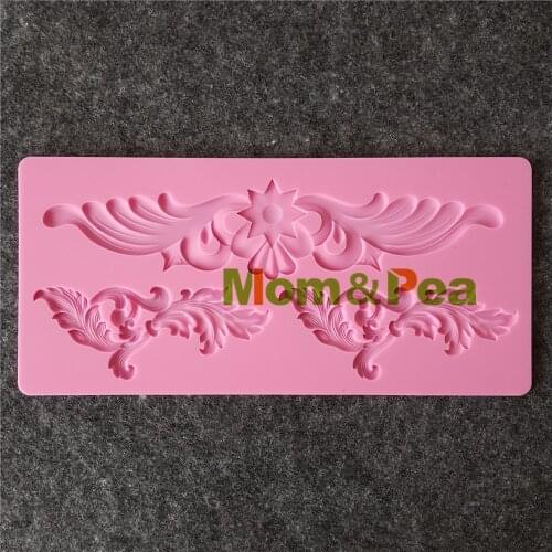 Mom&Pea GX171 Free Shipping Wing Flower Lace Mold Cake Decoration Fondant Cake 3D Mold Food Grade Silicone Mould