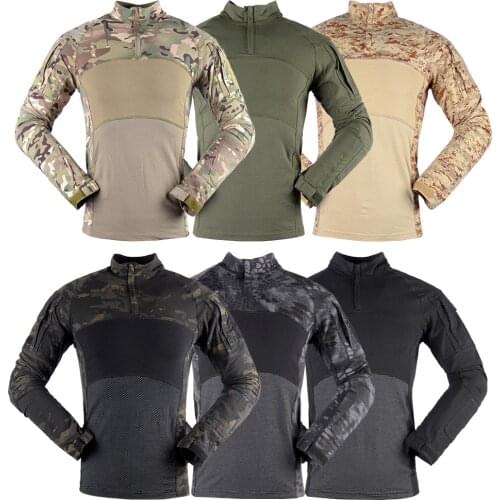 Men Tactical Military Shirt Uniform Camouflage Men Long Sleeve Solider Army Shirts Multicam Frog Suit T Shirts Combat Clothing