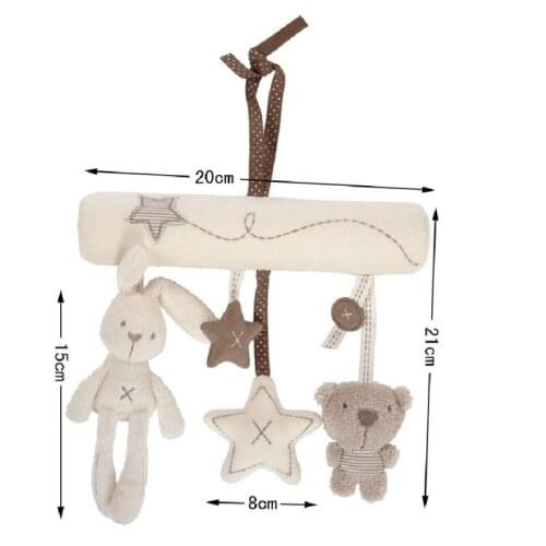 New Huanger Music Crib Mobile Bed Bell Baby Rattle Rabbit Bear Star Plush Toys