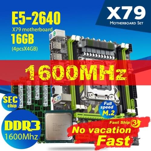 New Xeon E5 2640 CPU E5-2640 X79-G X79 Motherboard Set With LGA2011 Combos 4pcs * 4GB=16GB Memory DDR3 RAM PC3 12800R 1600Mhz